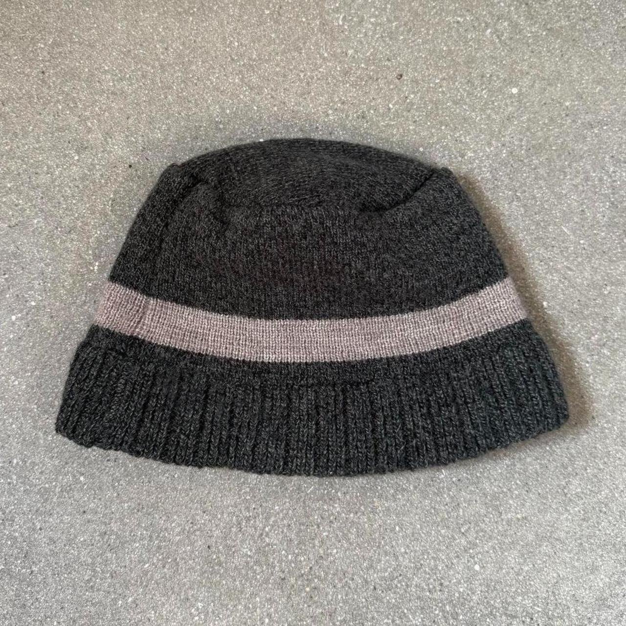 Kissmark Vintage Embroidered Knit Bucket Hat Beanie - Charcoal/Taupe