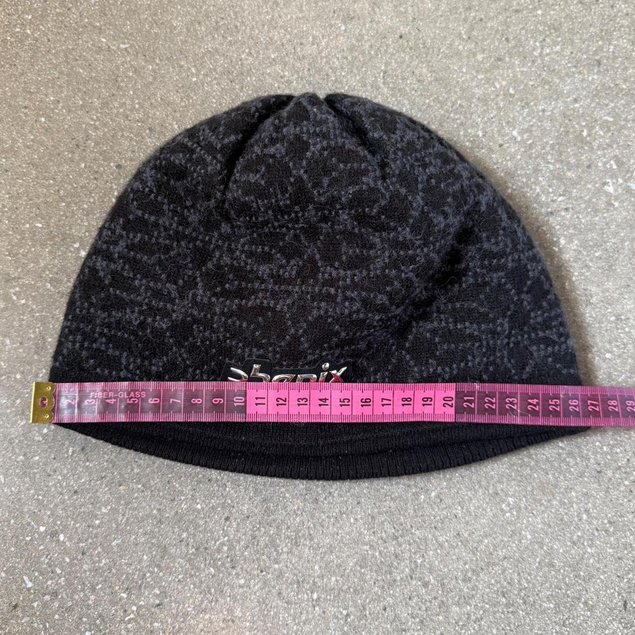 Phenix (SAMPLE) Patterned Knit Beanie w/ Chrome Emblem - Black/Charcoal