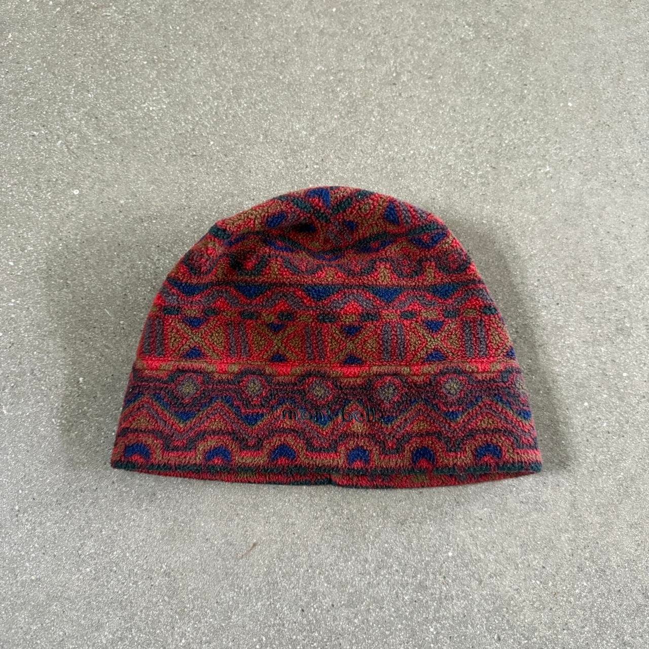 Vintage Montbell Made In Japan Geometric Fleece Beanie
