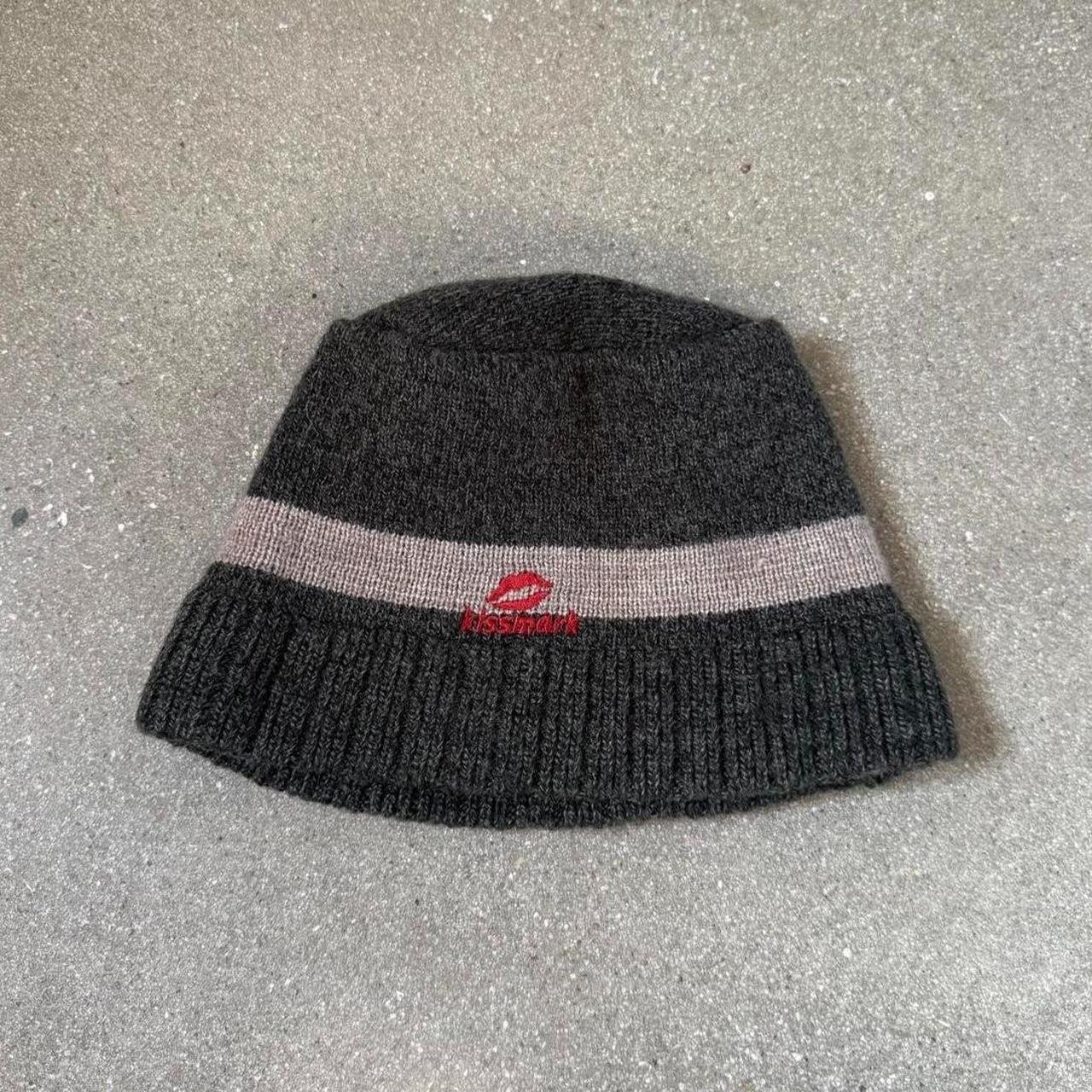 Kissmark Vintage Embroidered Knit Bucket Hat Beanie - Charcoal/Taupe