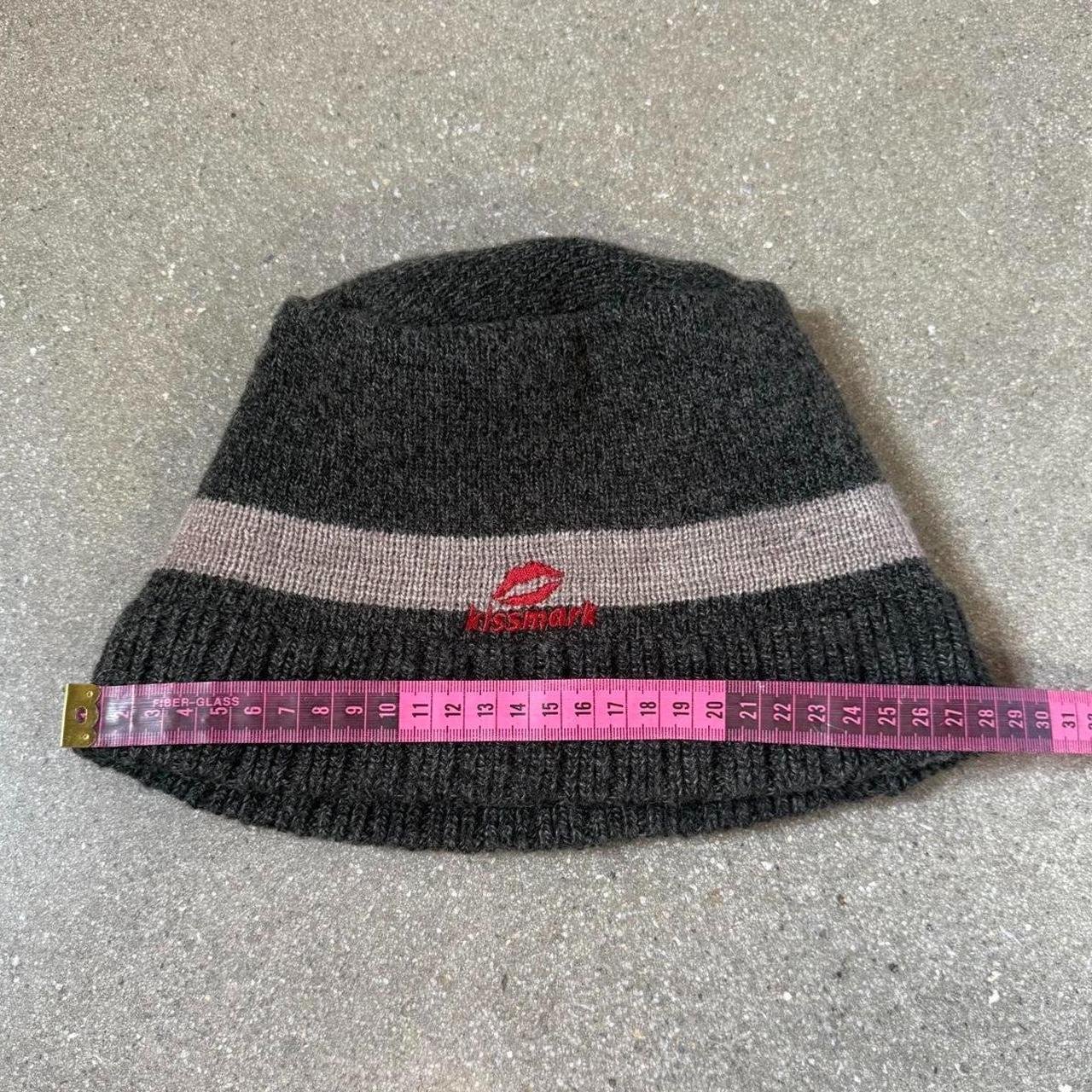 Kissmark Vintage Embroidered Knit Bucket Hat Beanie - Charcoal/Taupe