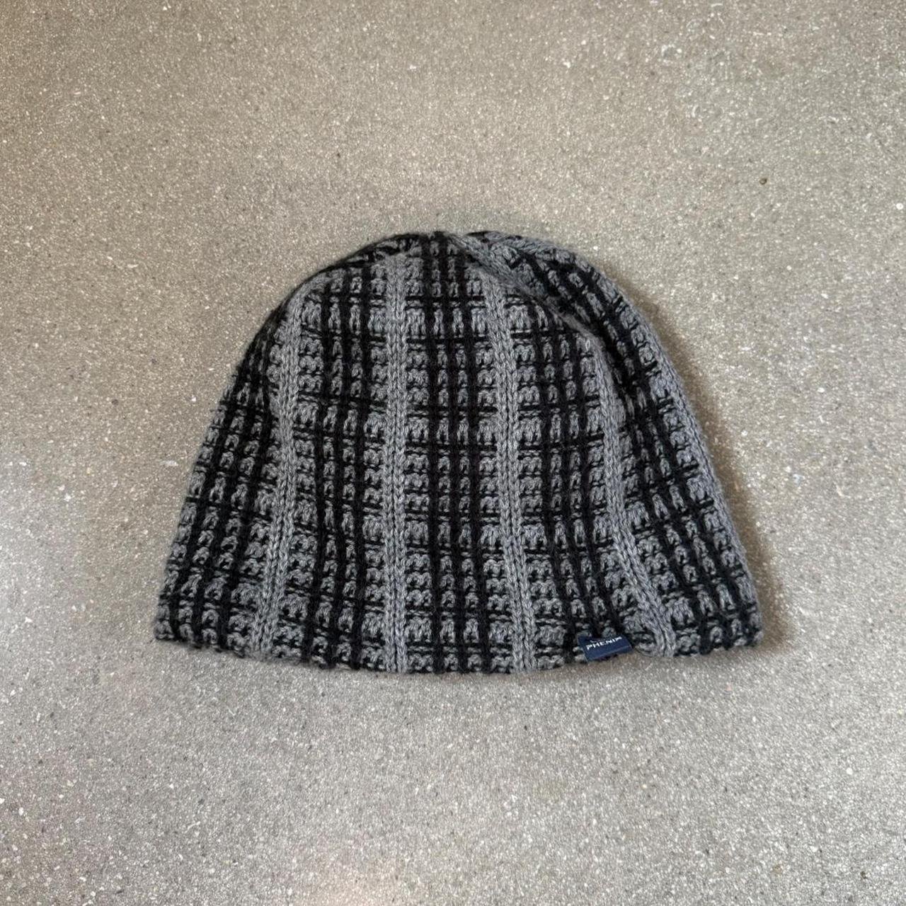 Phenix Vintage Fleece-Lined Chunky Rib Knit Beanie - Charcoal Grey/Black