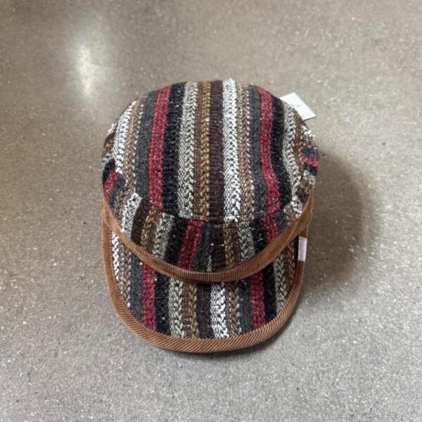P8-166.jpg Phenix Japan "Himalayan" Corduroy & Native Knit Work Cap - Brown Multi