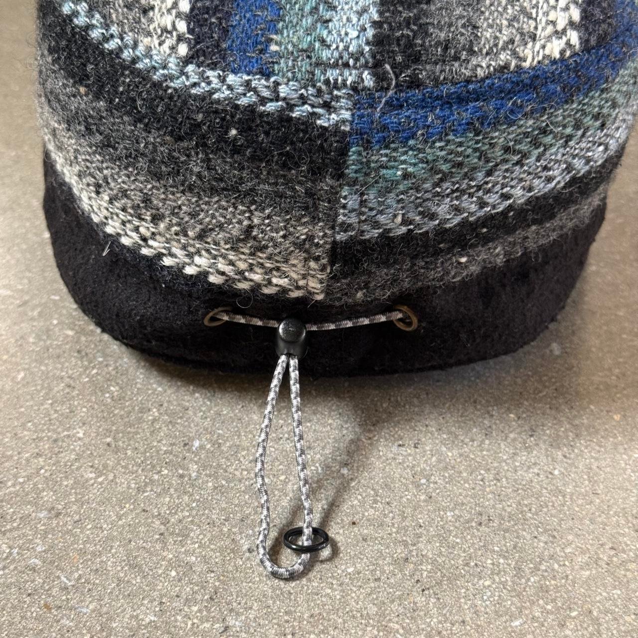 Phenix Japanese Native Striped Wool Blend Cinch Work Cap - Blue/Grey/Black
