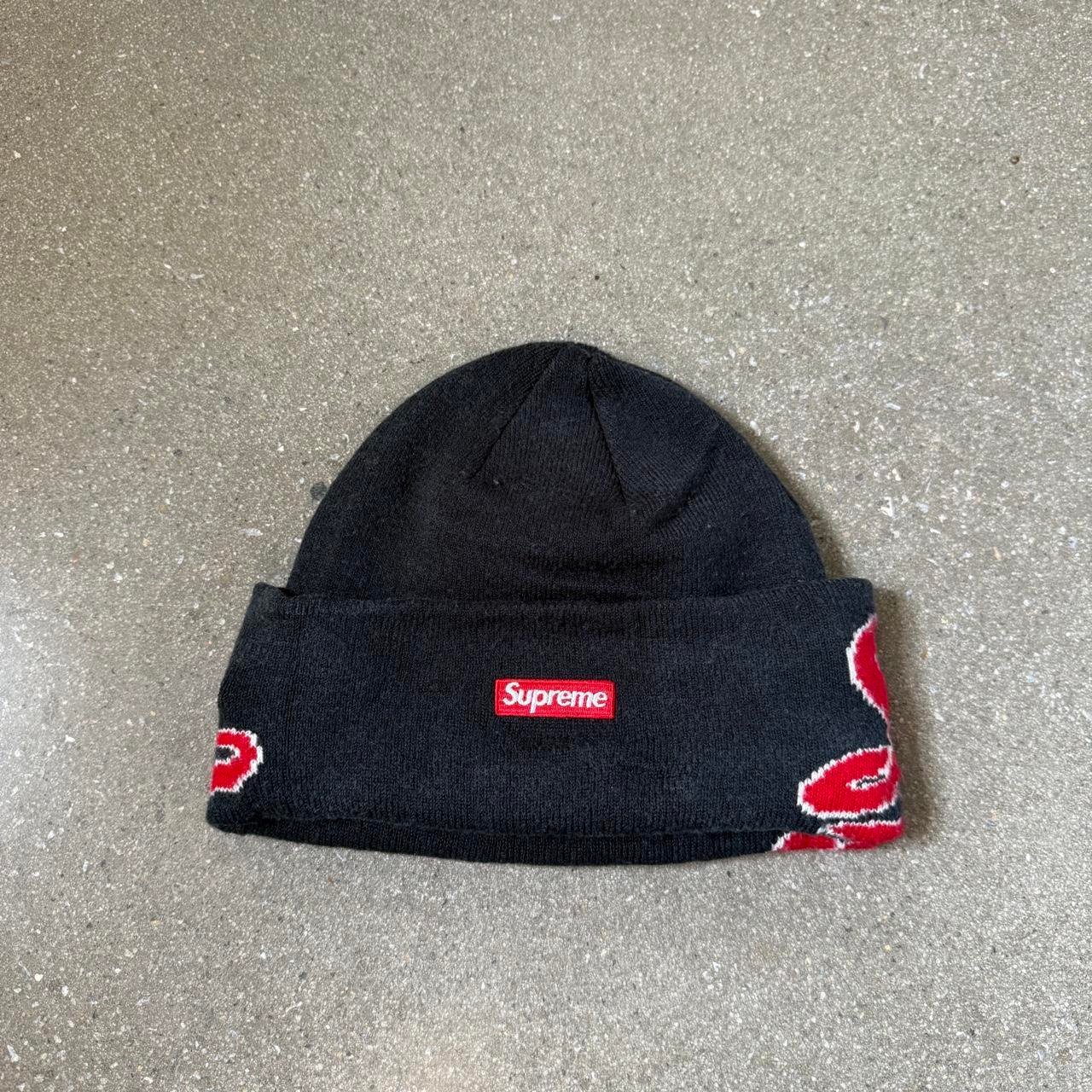 Supreme x New Era FW19 Script Cuff Beanie - Black/Red
