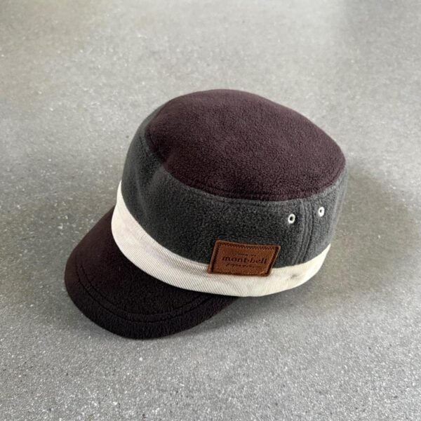 Montbell Colour-block Fleece & Corduroy Work Cap - Brown / Olive / Cream
