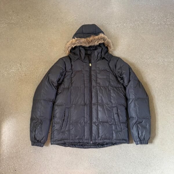 Kissmark Snake Pattern Fur Hooded Down Jacket - Charcoal/Black